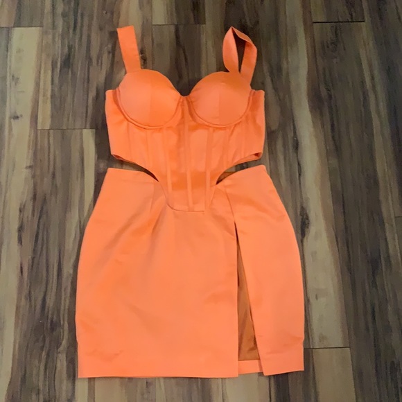 Sexy mini dress, bright orange color - Picture 6 of 7